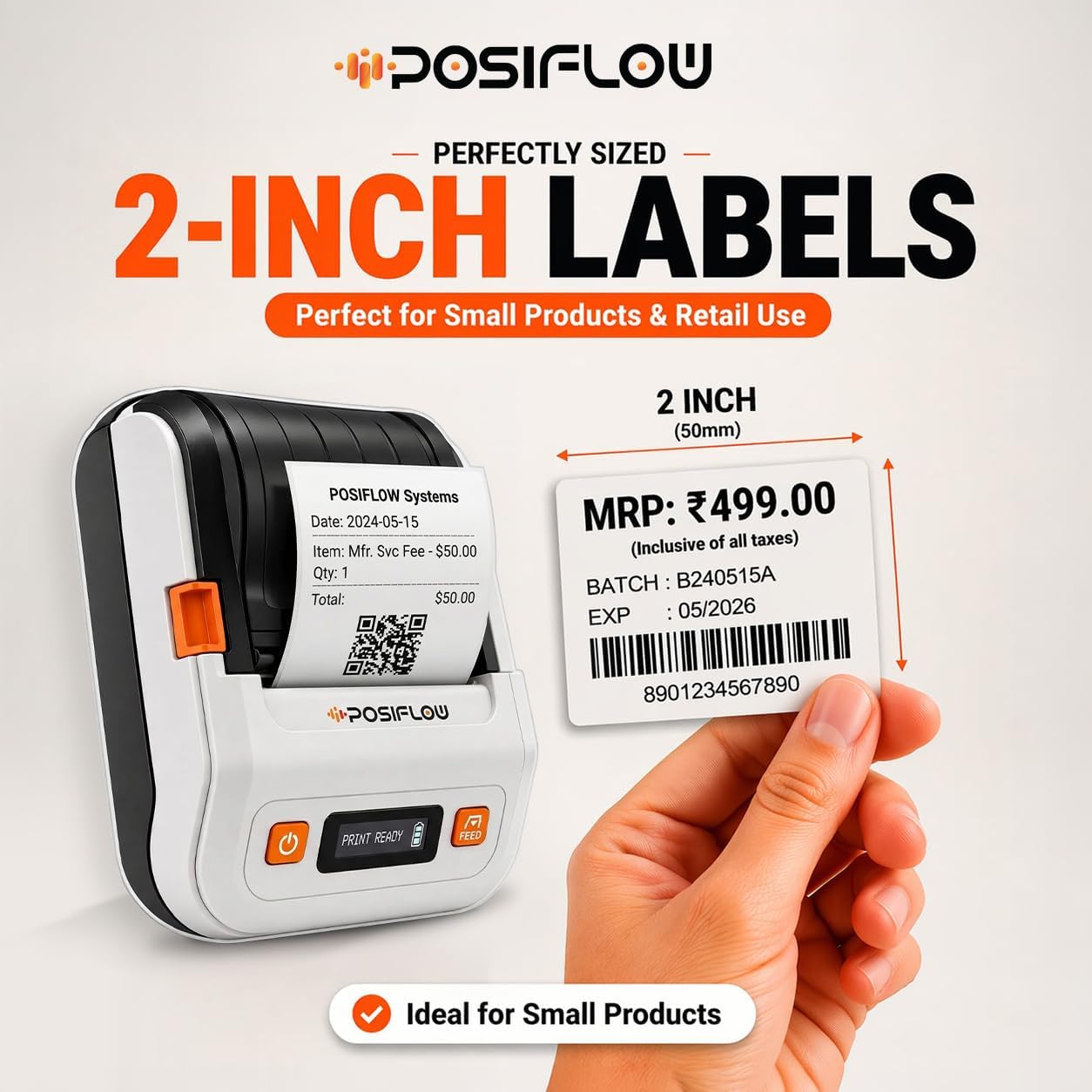 POSIFLOW PSF-20 Inkless Thermal Portable Printer | Barcode & Label Pri ...