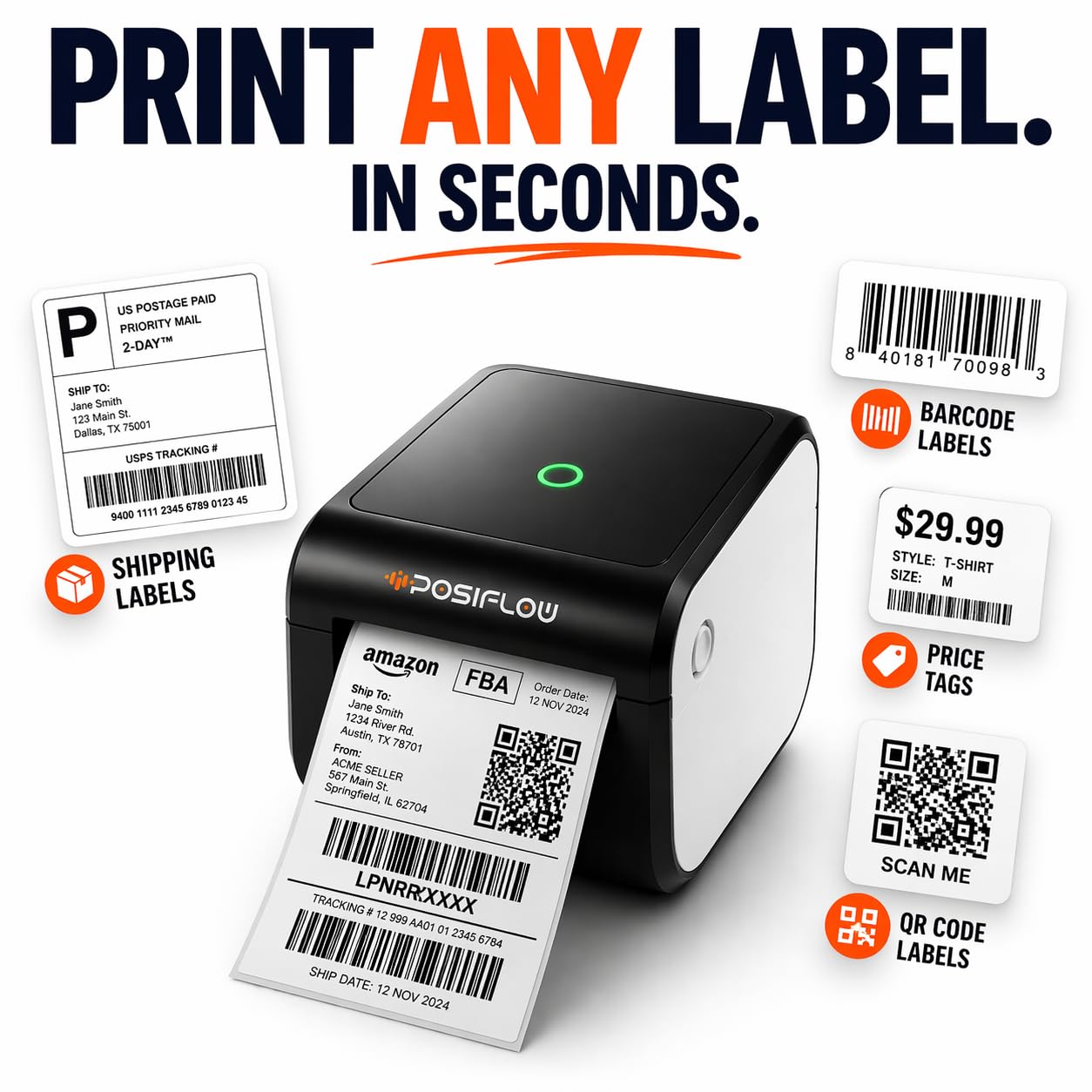 Thermal Label Printer for Business Office Home | Inkless Thermal | Mobile, Desktop Compatible (ShipLite(4-Inch Label Printer))