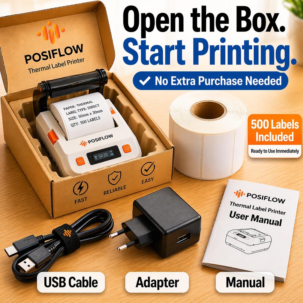 POSIFLOW PSF-20 Inkless Thermal Portable Printer | Barcode & Label Pri ...