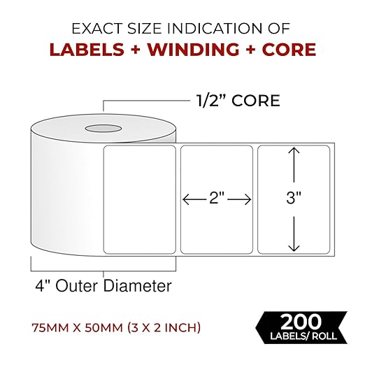 Shreyans (75x50) 3"x2" Direct Thermal Labels | 200 Labels in One Winding | No Fade Guarantee for 6 Months