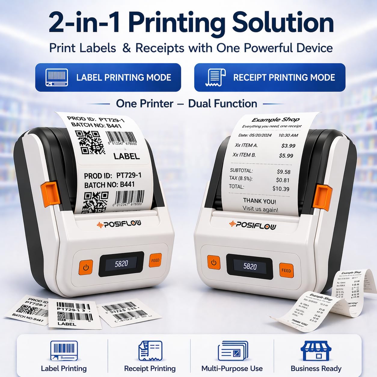 POSIFLOW PSF-20 Inkless Thermal Portable Printer | Barcode & Label Pri ...