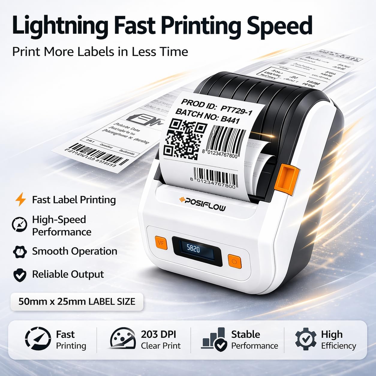 POSIFLOW PSF-20 Inkless Thermal Portable Printer | Barcode & Label Pri ...