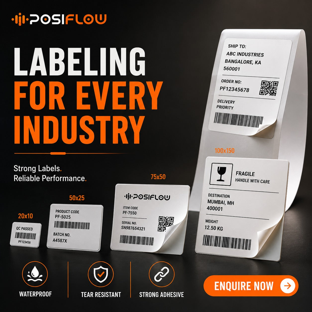 POSIFLOW 2-Inch Thermal Label Rolls – Strong Adhesive Barcode & MRP La ...